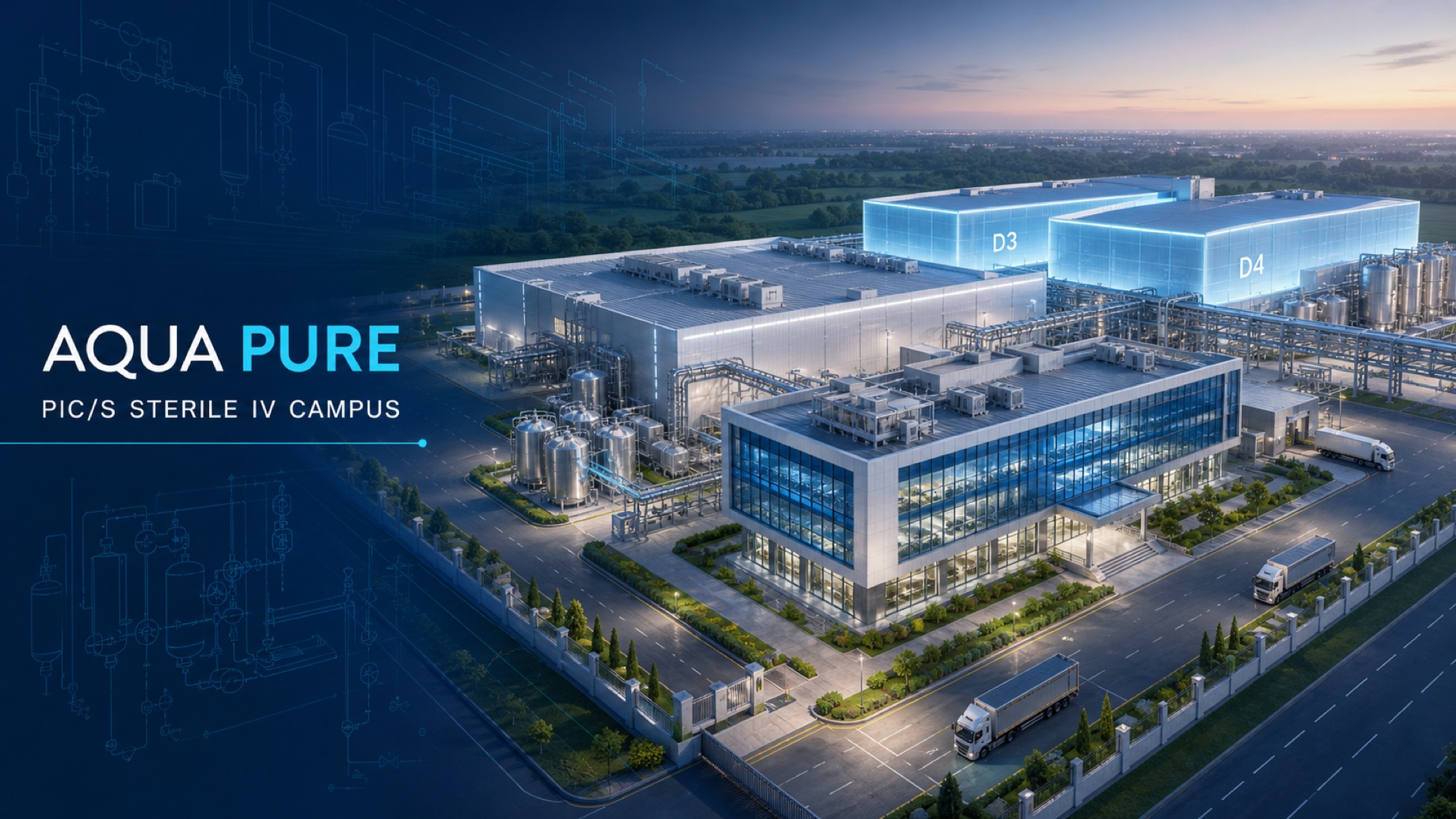 Aqua Pure IV manufacturing campus aerial rendering